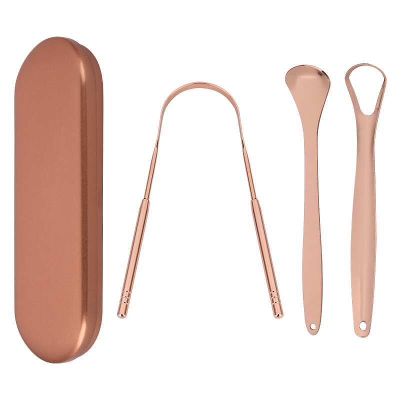 Oral hygiene Tongue Cleaning Gel stainless Steel Tongue Cleaner for Fresher Breath Copper Tongue Scraper