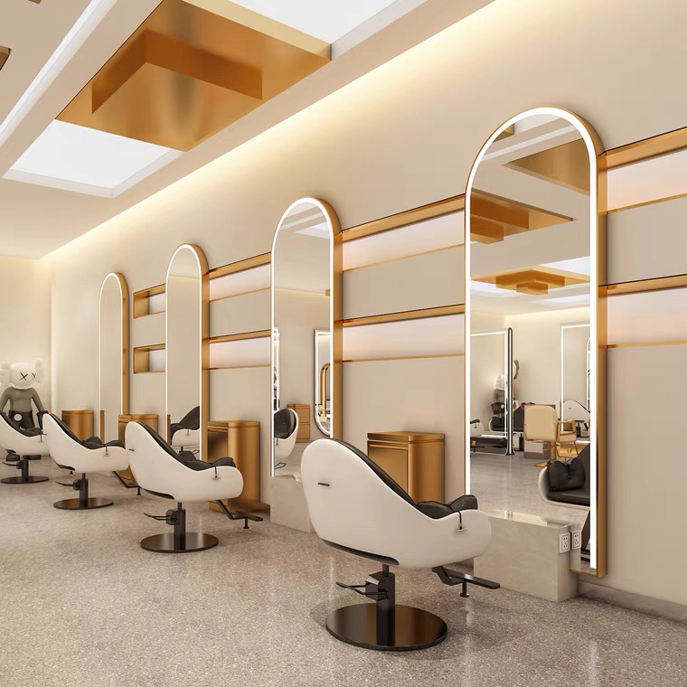 Beauty Salon Center Hair Salon Equipment barber furniture styling full length makeup led salon Mirror Station for barber shop