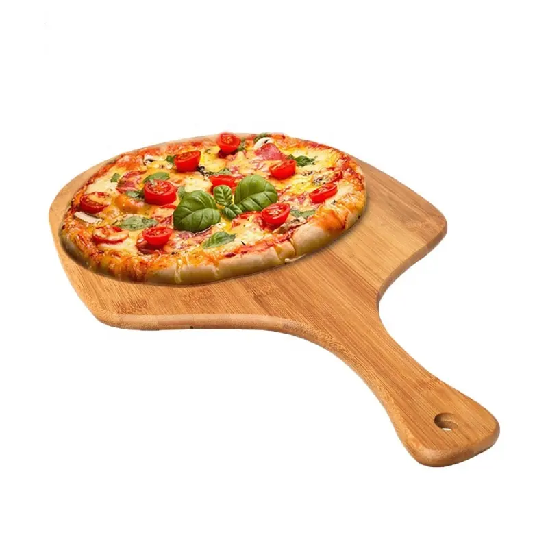 Hot selling natural wood cutting board Bamboo pizza peel disposable pizza cake shovel