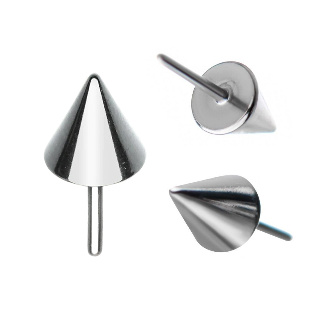 Calendo G23 Titanium Retro Cone Threadless Titanium Tops Eyebrows, Nostrils, Septum Spikes Spears Piercing Jewelry