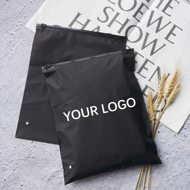 Biodegradable Frosted Zip Lock Slider Plastic Packaging Black Pvc Eva zipper Bags With Custom Printed Logo