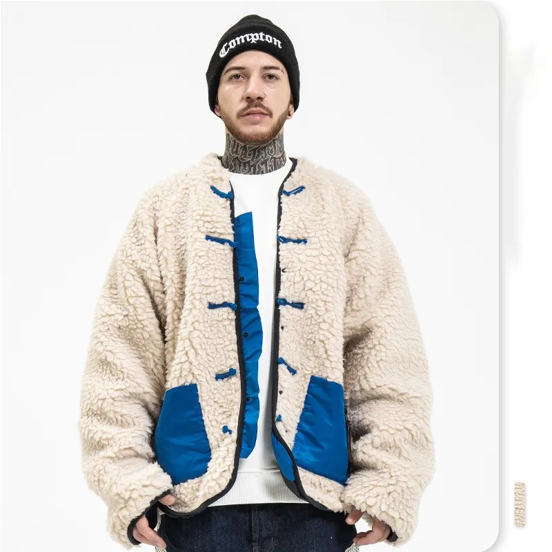 Fashionable Casual Men Winter Jacket Funnel Neck Lambs Men'S Jackets Coats