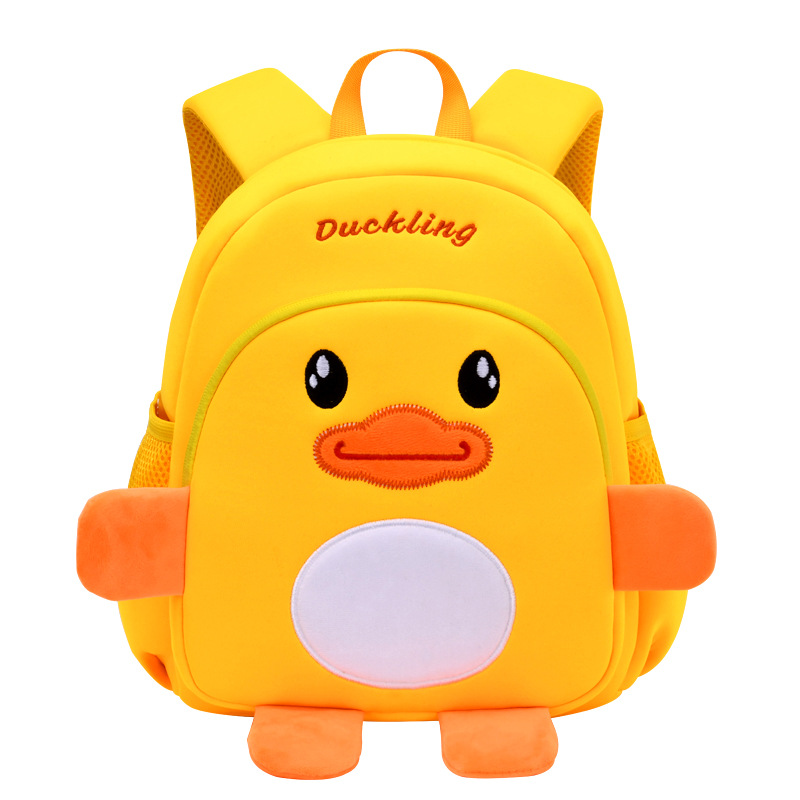 Kindergarten bag Baby light backpack anti lost child bag diving material yellow duck bag small size