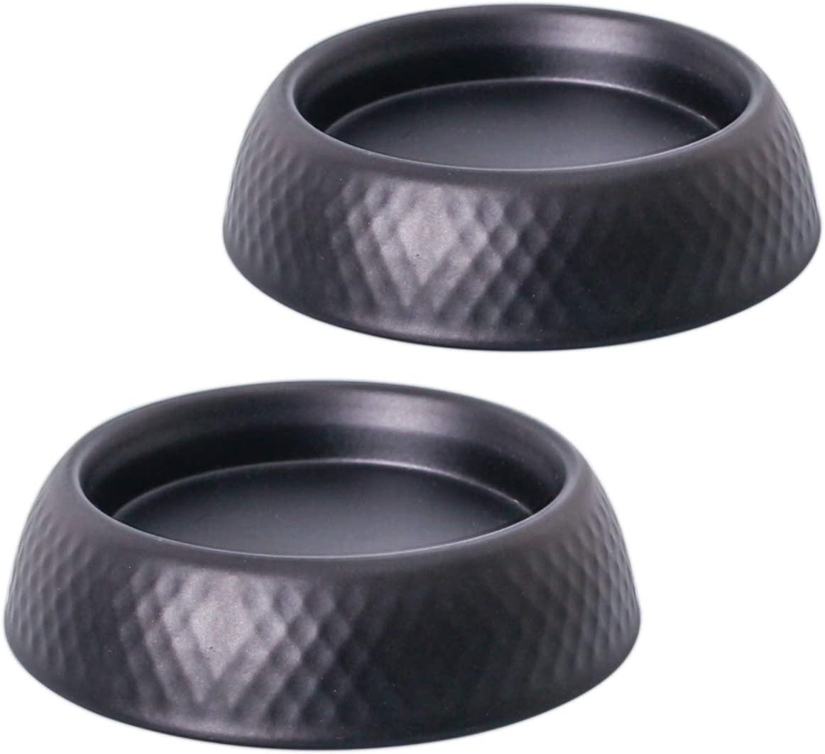 Decorative Iron Pillar Candle Plate Set of 2 Pedestal Candle Stand Metal Black Iron Plate Candle Holder