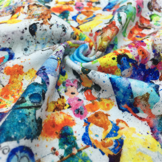 Stock Lot Cheap Price 100% Organic Cotton Custom Digital Printing Cotton Lycra Fabric For Women T-shirt By The Yard