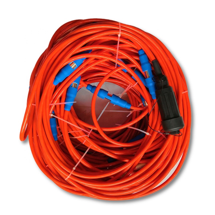24 Channels seismic refraction cable with 24 Split Spring Clip Take-out Molded Type , seismic cable