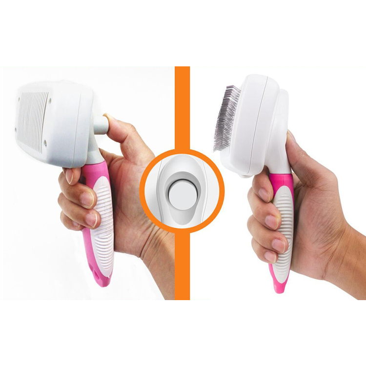 Professional Grooming Comb Pet Comb Brush With Coated Pin Stainless Steel Automatic Dog Comb
