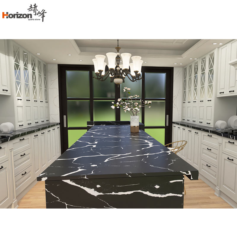 Horizon engineered stone quartz countertop calacatta quartz tiles kitchen marble prefabricated countertop