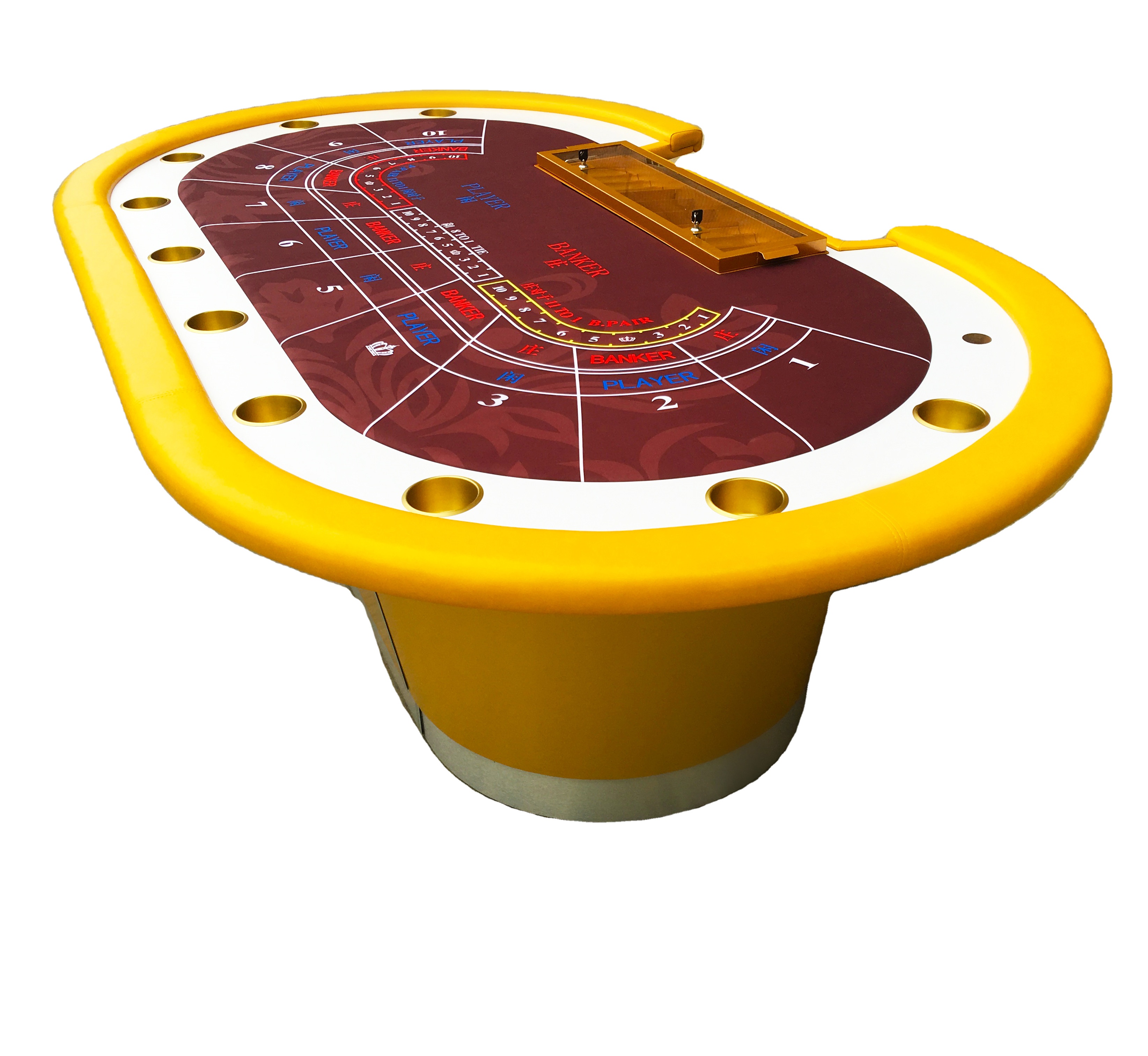 Customized 110 inch Custom Design Baccarat / Poker Table, 10 Seats, Casino Quality