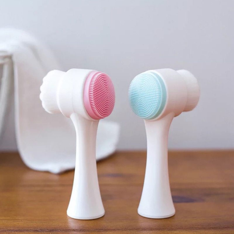 wholsale Face Brush Double Side Skin Care Facial Cleaning Brush silicone facial scrubber Deep Pore Exfoliation