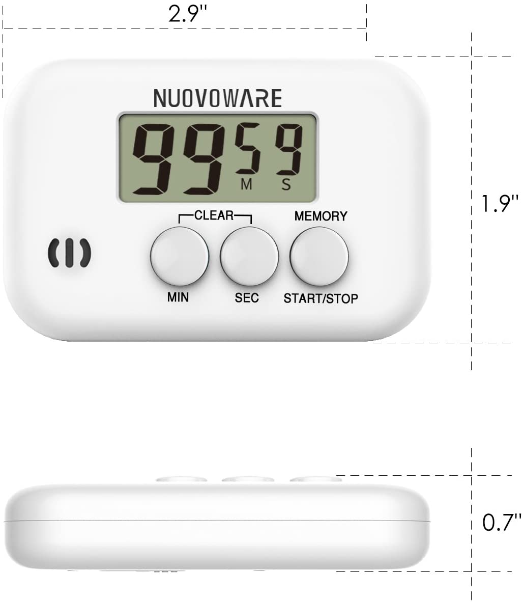 Nuovoware Digital Kitchen Timer, Electronic Digital Countdown Kitchen Cooking Timer with Large LCD, Loud Alarm & Strong Magnetic