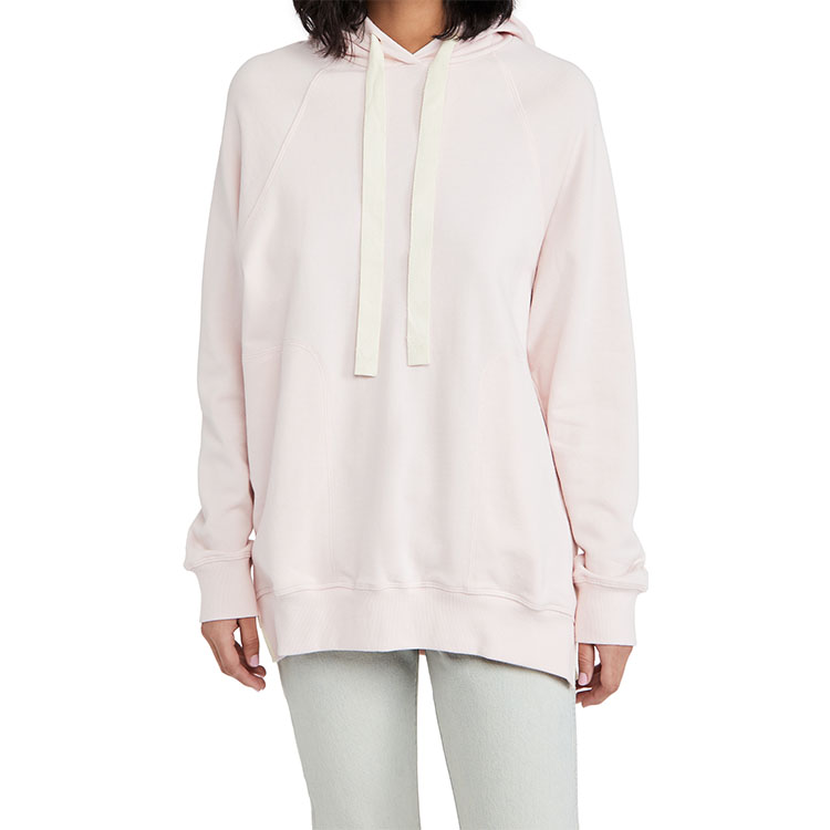 Organic Fleece Hoodie raglan sleeve split hem cotton women custom hoodie