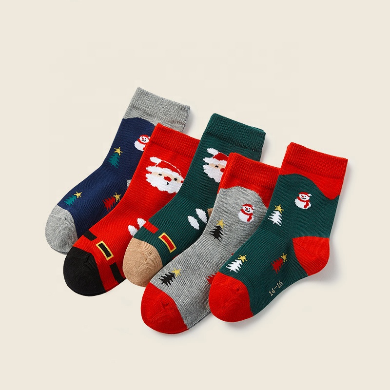 2021 Hot Selling Factory Directly Manufacture Kids Baby Organic Cotton Christmas Decoration Crew Socks