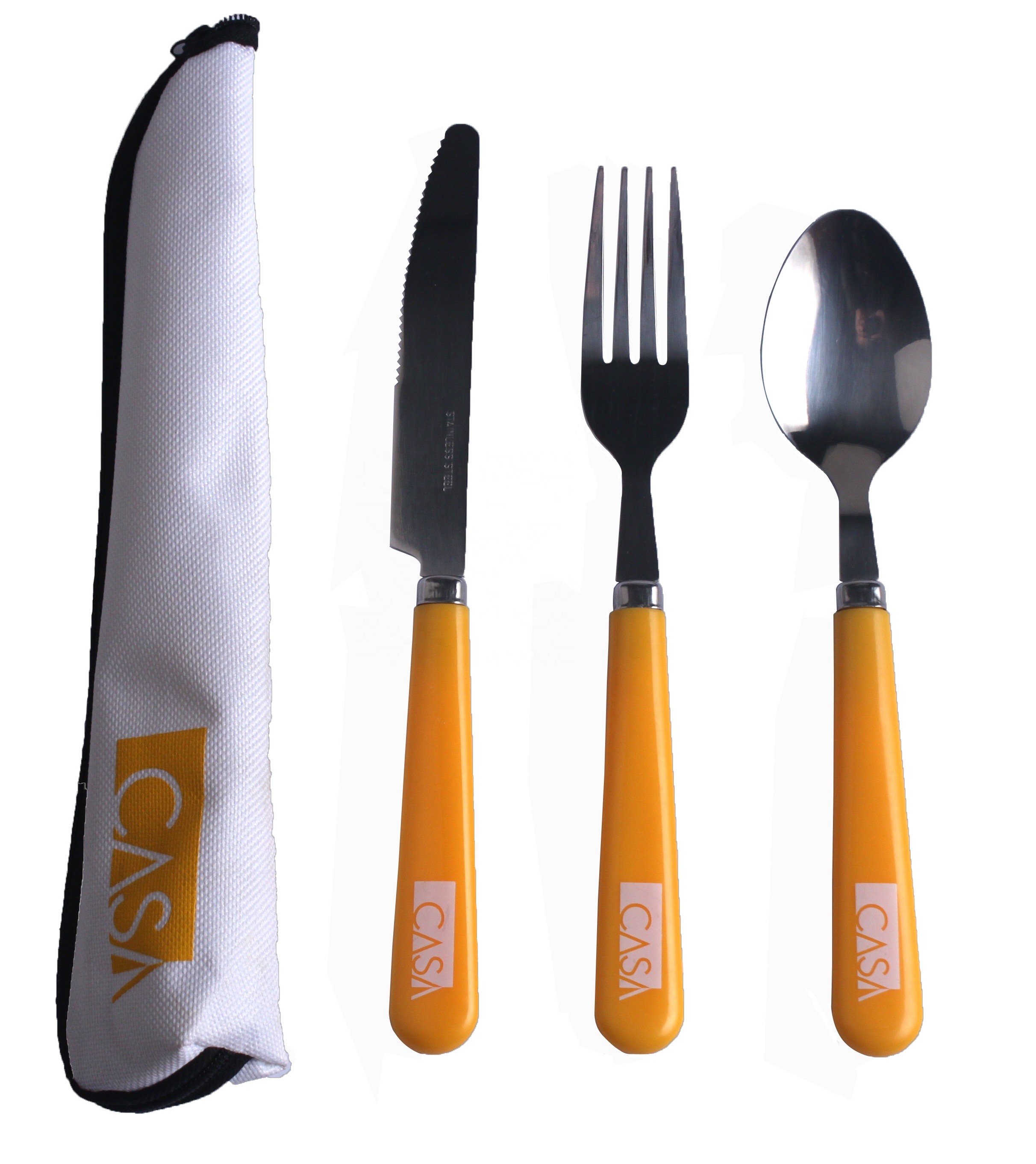 sample free plastic handle camp spoon camping cutlery bag camping fork knife spoon set