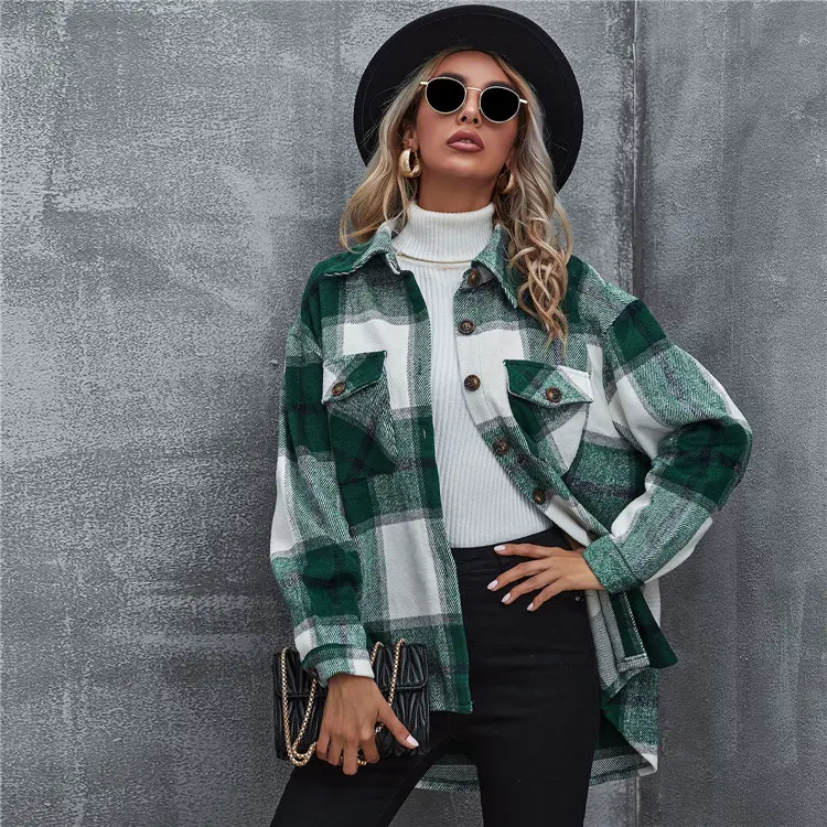 Most popular plaid cardigan jacket 2021 autumn and winter casual personality western style comfortable shirts for women
