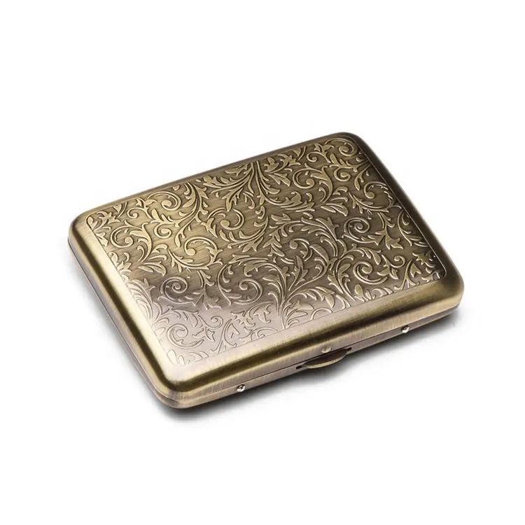 Luxury souvenir bronze color stainless steel metal cigarette cases for men slim cigarette box