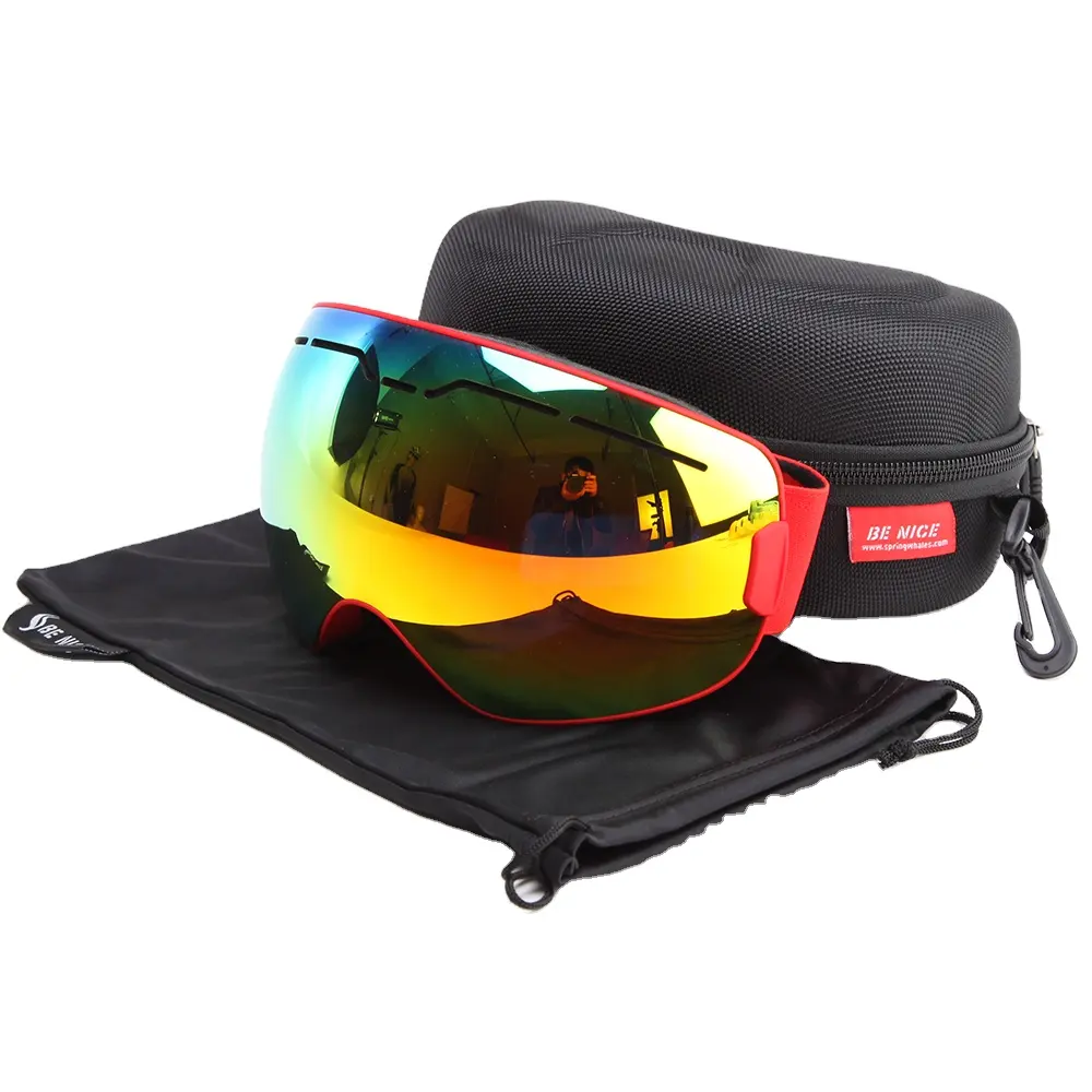 OEM Brand Red Revo Full View Double Lens UV Protection Ski Snow Goggles