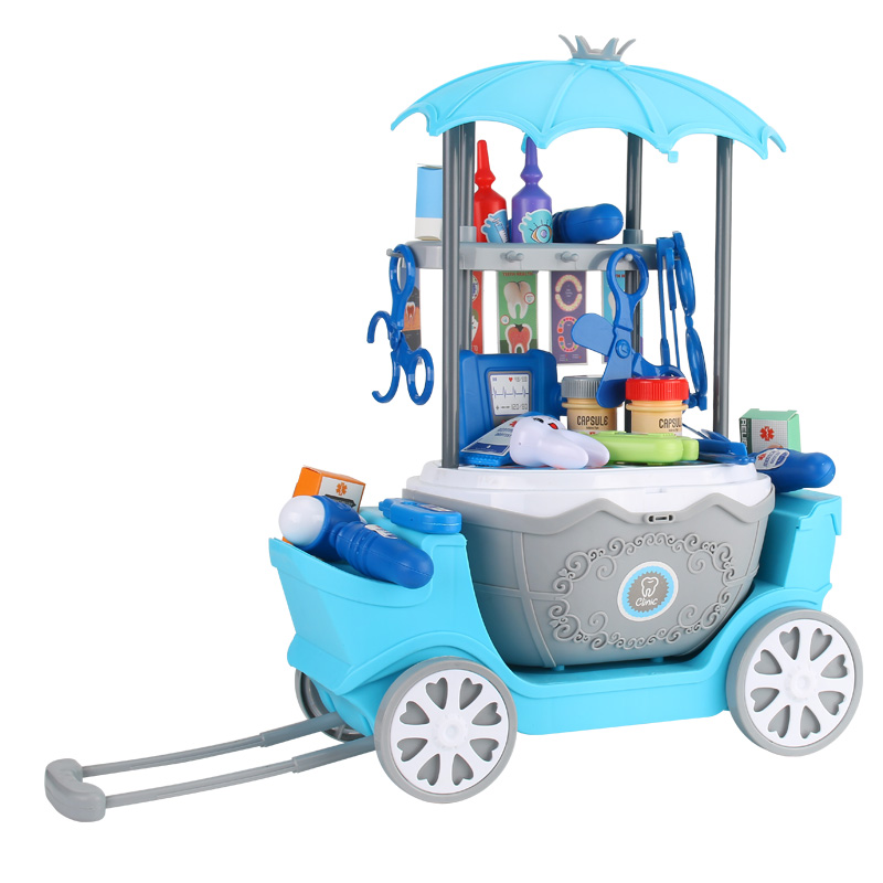 4 in 1 Amazon Best Selling Plastic Kids Doctors Toy Hospital Play Set for Baby As Dentist Play Car Easy Storage changeable car