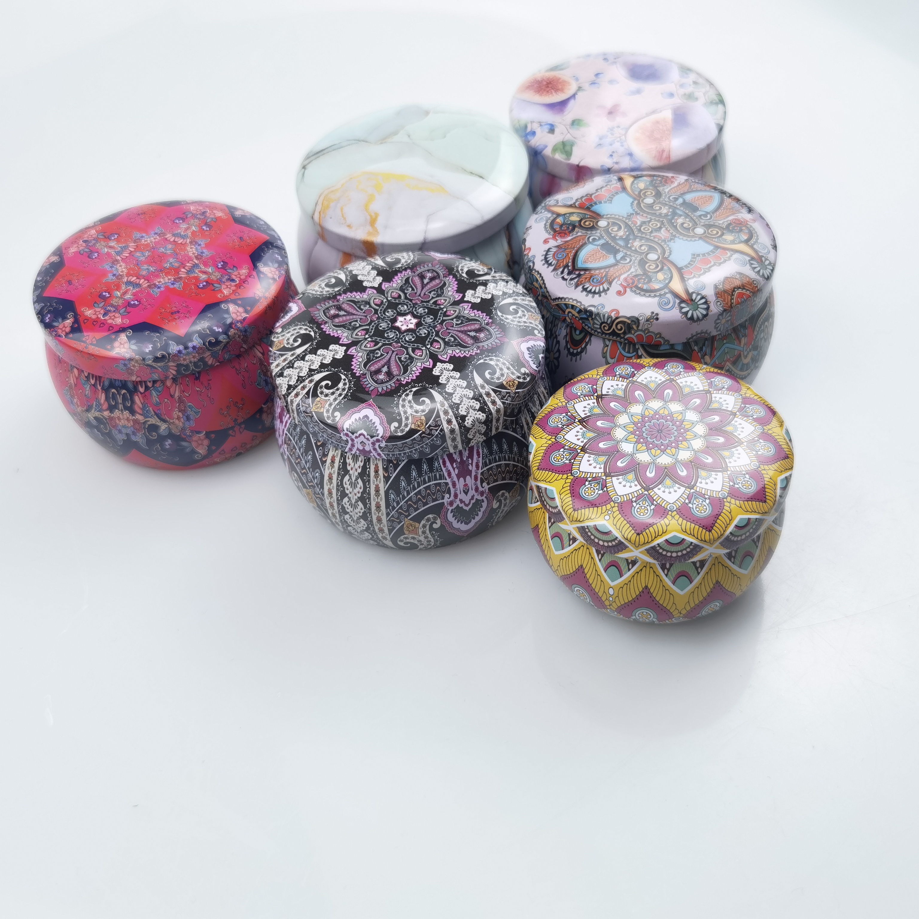 Aroma lamp pack candle wholesale multi function scent soy wax metal candle jar sets candle tins with lid care kits velas pot