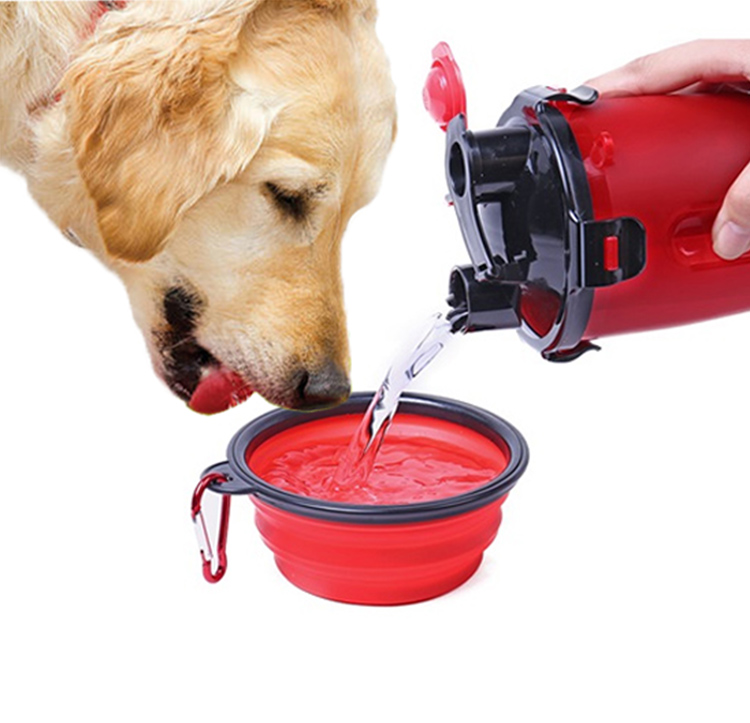 Dog Feeder 2 In 1 Water And Food Outdoor Bowl Dog Bottle Pet Bowls Travel Food Supplies Container Dish Cup For Cats And Dogs