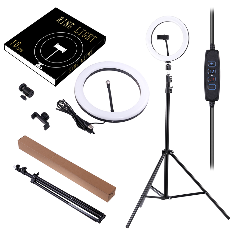 10 inch LED Ring Light Dimmable Ringlight 3200K-5600K Photography makeup Ring Light Lamp
