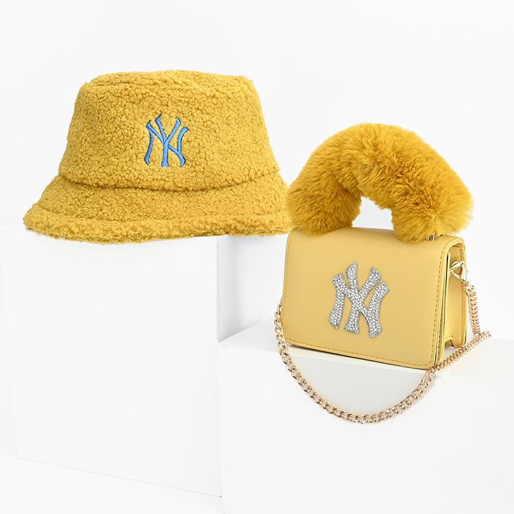 Модный дизайнерский Роскошный кошелек с меховыми ручками NY Hat и сумочка в комплекте