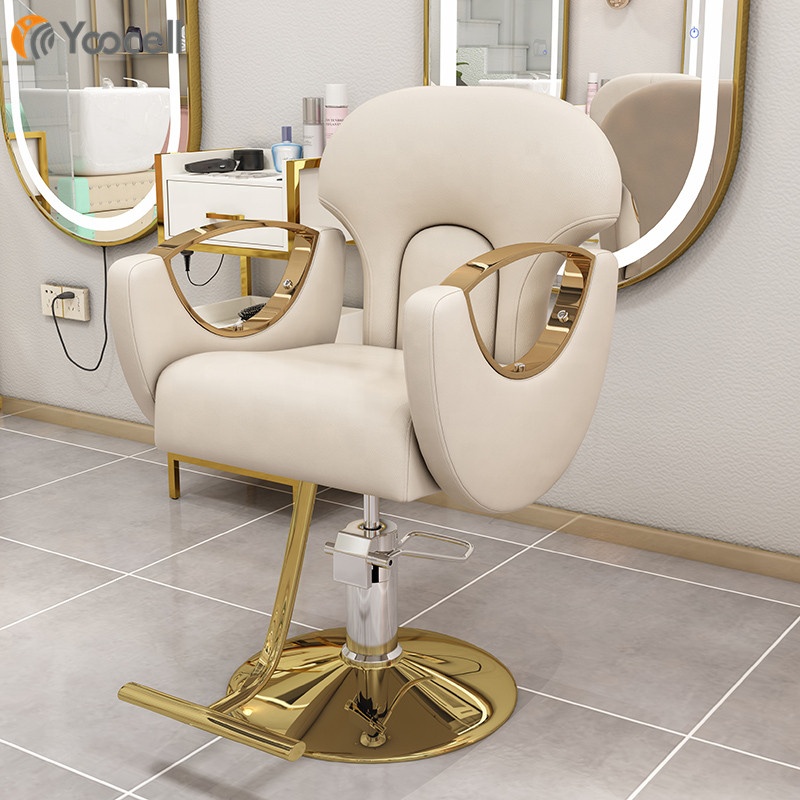 Yoocell salon luxury modern beige cream color styling chair hairdressing hair beauty salon furniture