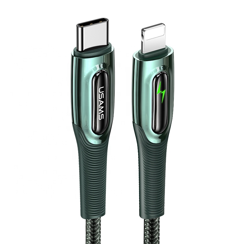 USAMS 20w PD auto stop usb led fast charging original smart phones cables bulk for iPhone