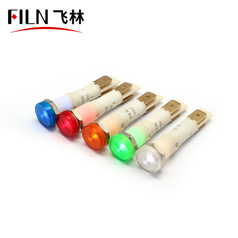 FILN 10mm Hot Sale Plastic Solder Pin Panel 110V 220V pilot lamp Red Green Blue Yellow White 12V 220V 24V Led Indicator Lights