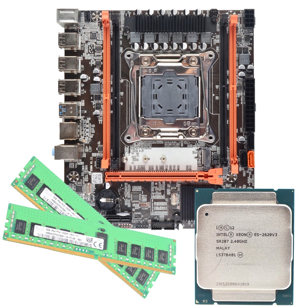 Материнская плата LGA2011 X99H с процессором Intel Xeon 2620 V3 и памятью 16 Гб (8 Гб * 2) DDR4 REG ECC