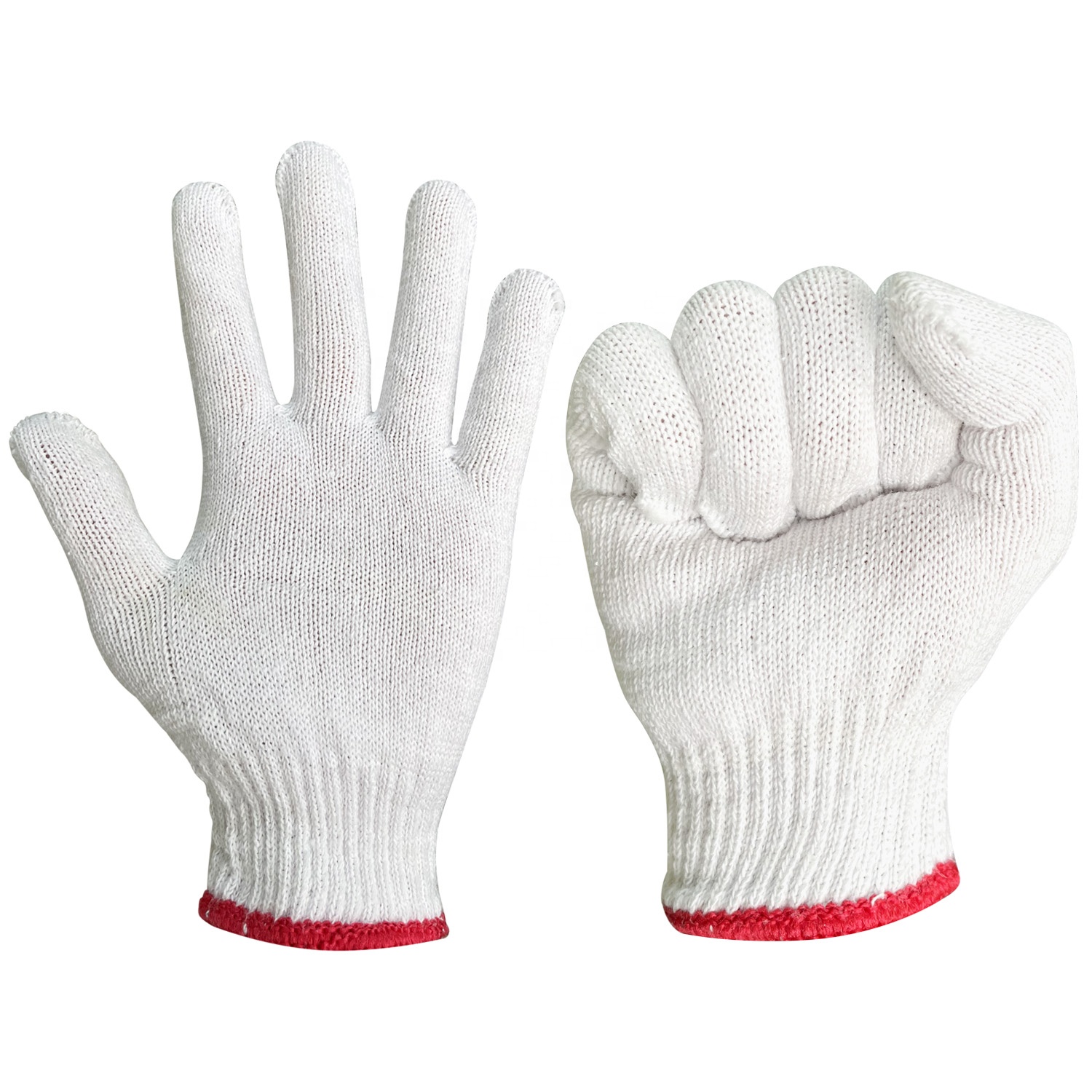 Custom Design White Labor Reusable Pure Cotton Knitted Safety Work Gloves For Working