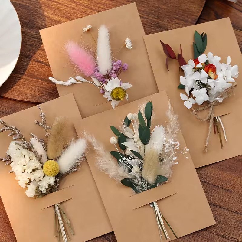 2024 Hot Selling Natural Preserved Flowers Bouquet Mother's Day Greeting Gift Dried Flowers Wall Decor DIY-Packaged Bags