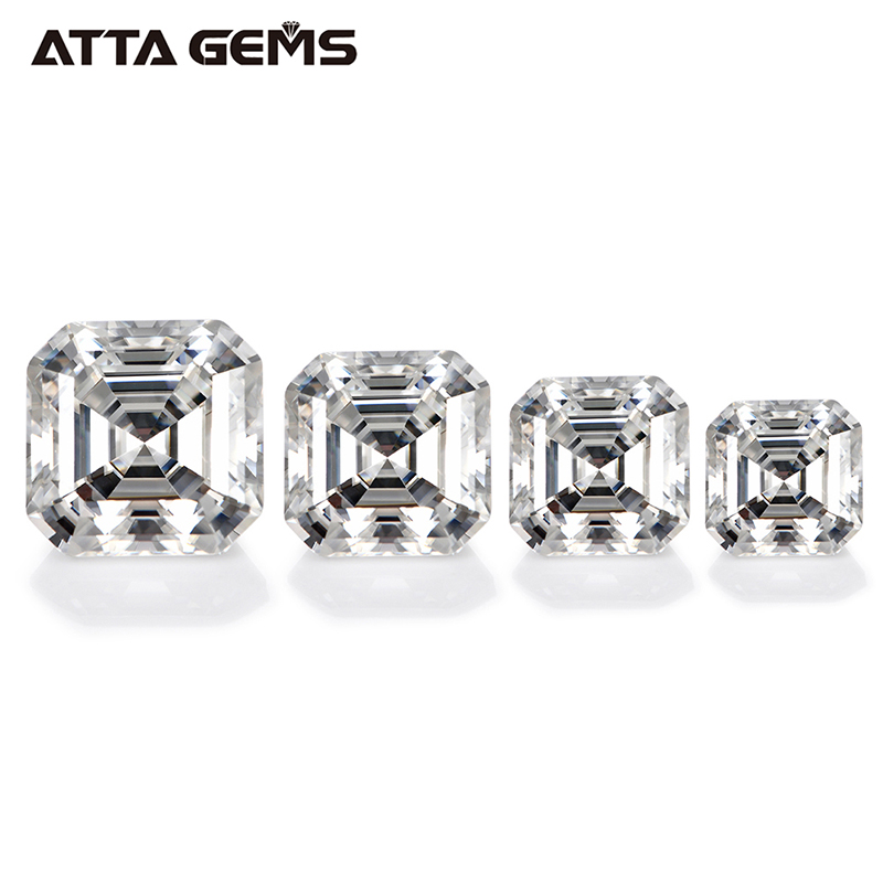 Asscher Cut 6x6 мм 1,1 карат бесцветный белый бриллиант с муассанитом