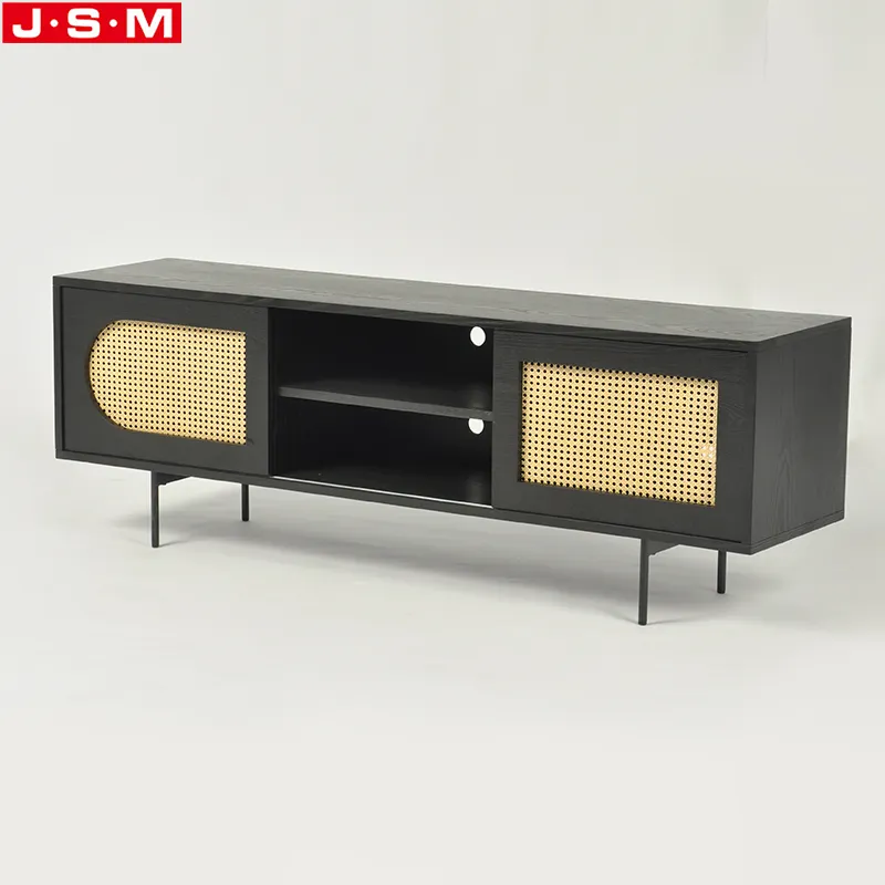 Modern Plastic Rattan Furniture Wooden Living Room Tv Console Stand Cabinet