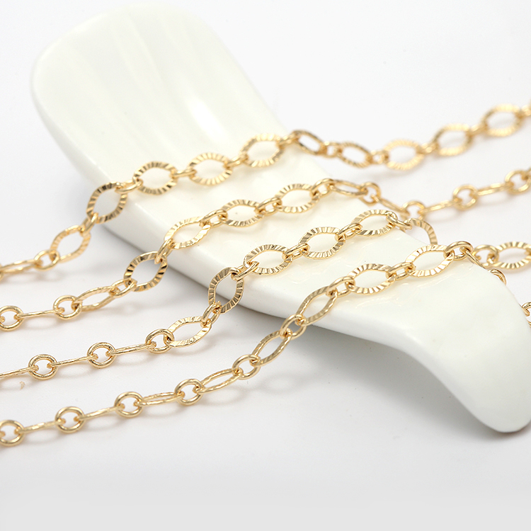 Оптовая продажа расходных материалов для изготовления ювелирных изделий, 14k, покрыто на плоской подошве золотистого цвета с круглым вырезом цепочка ключица цепочка браслет