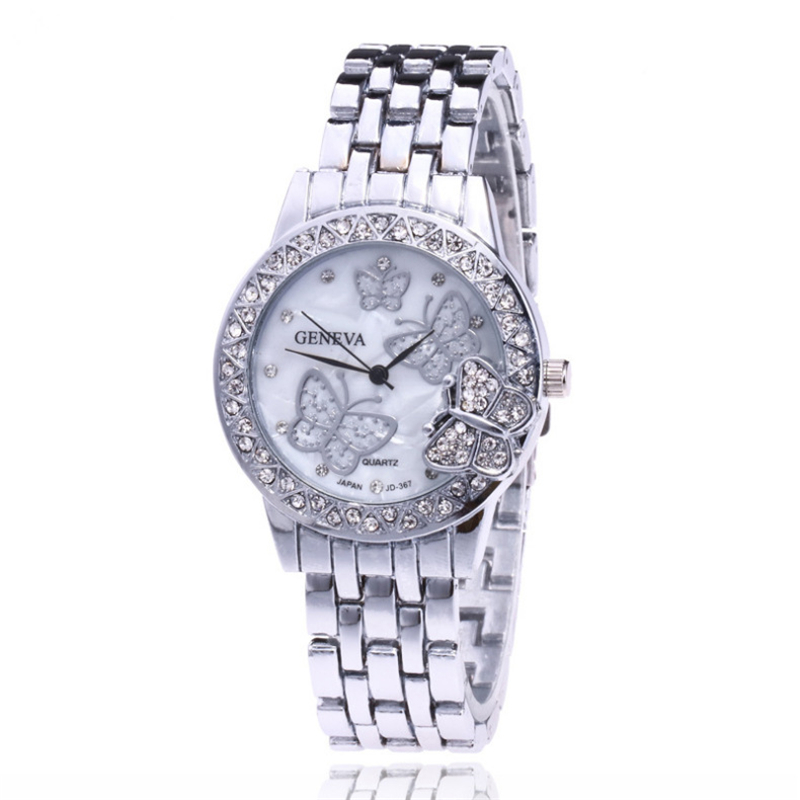 Бабочка Iced Out кварцевые унисекс кварцевые часы золотые серебряные наручные часы для женщин