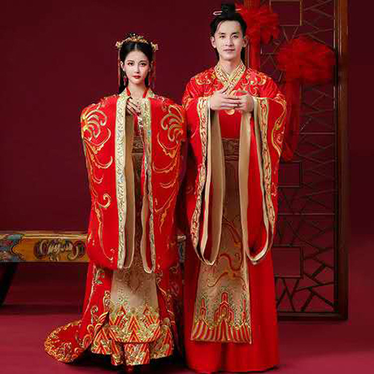 Свадебная одежда Hanfu, роскошный дизайн, красная одежда в китайском стиле ханьфу, Лидер продаж, традиционная китайская свадебная одежда ханьфу для пары