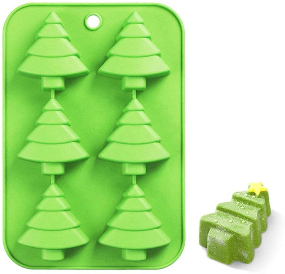 Cake Pan Handmade Soap Moulds Biscuit Chocolate Ice Cube Tray DIY Mold 6 Christmas Tree Silicone Cake Baking Mold