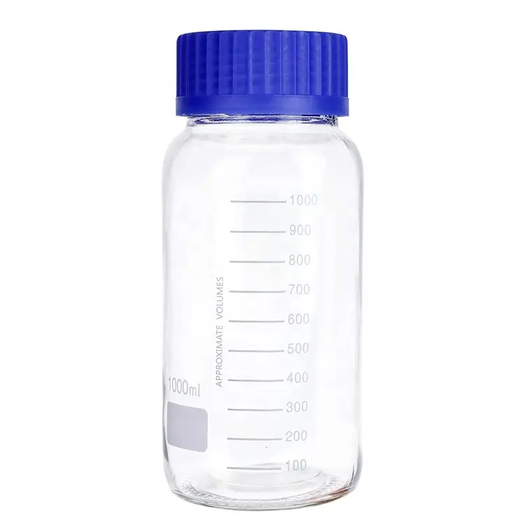 1000mL Wide Mouth Reagent Media Storage Lab Glass Bottle With GL80 Screw Lid