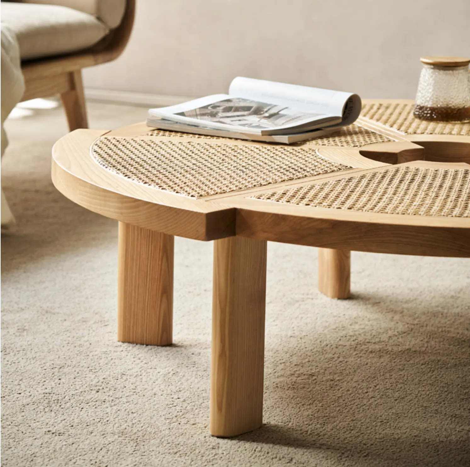 New Arrival Northern Europe Hotel Homestay Wood Indonesian Rattan Coffee Table