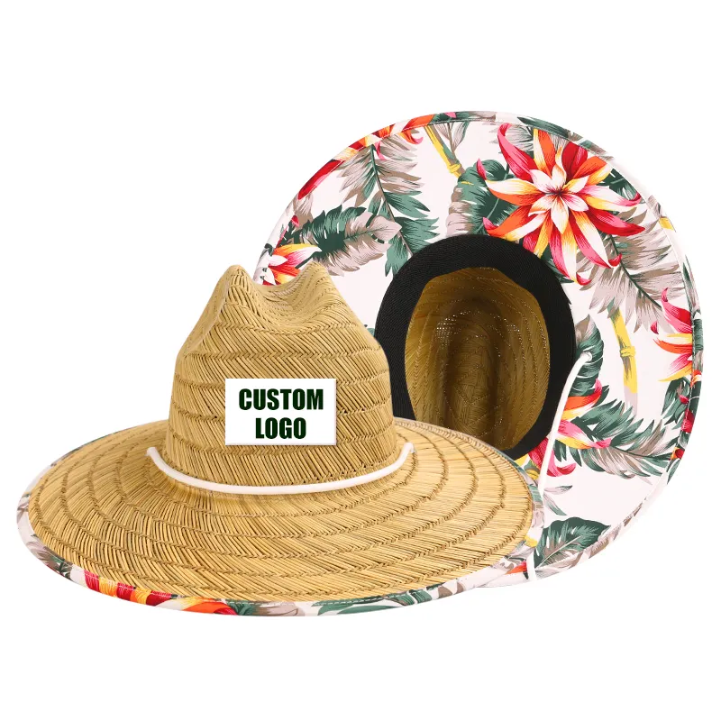 Men's Pierside logo western  multi color Beach sunproof youth Sun Lifeguard  Straw Hat