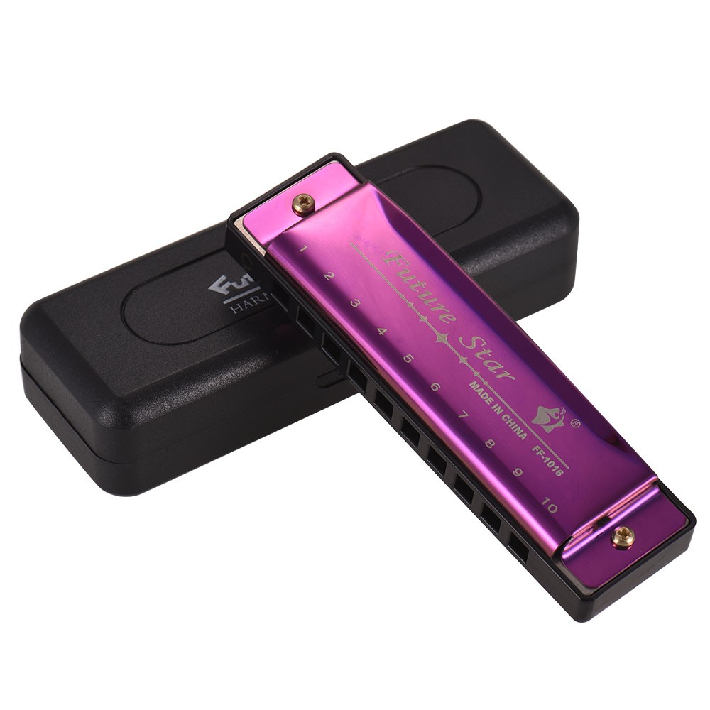 Harmonicas 10 Holes C Tone Blues Jazz Rock Folk Music Diatonic Harp Musical Instrument Purple