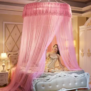 New Hanging Mosquito Net Dome Ceiling European-style Palace Floor-free Installation Princess Wind Bed Mantle