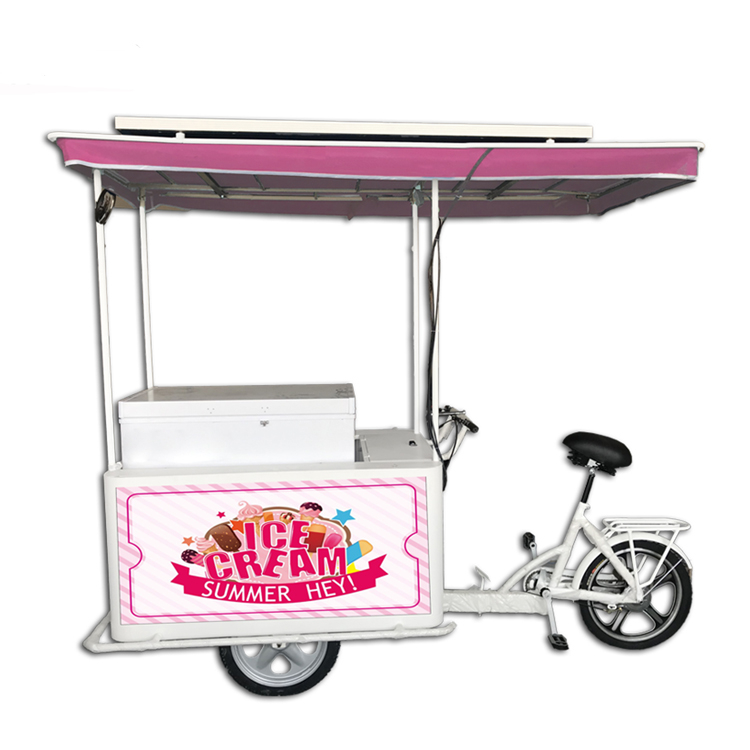 Ice cream tricycle motorized bike electric with 12V solar freezer