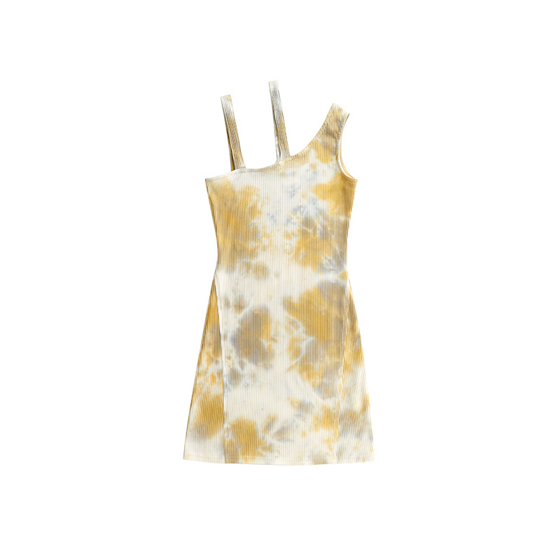 Spring and summer 2021 new irregular design sexy condole belt tie-dye dress skirt