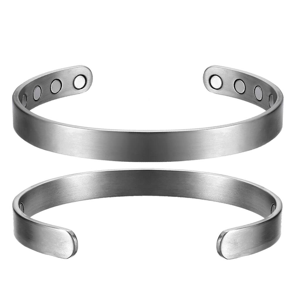 MagEnery 8mm Silver Cuff 10pcs Magnets Golf Magnetic Healing Titanium Bracelets