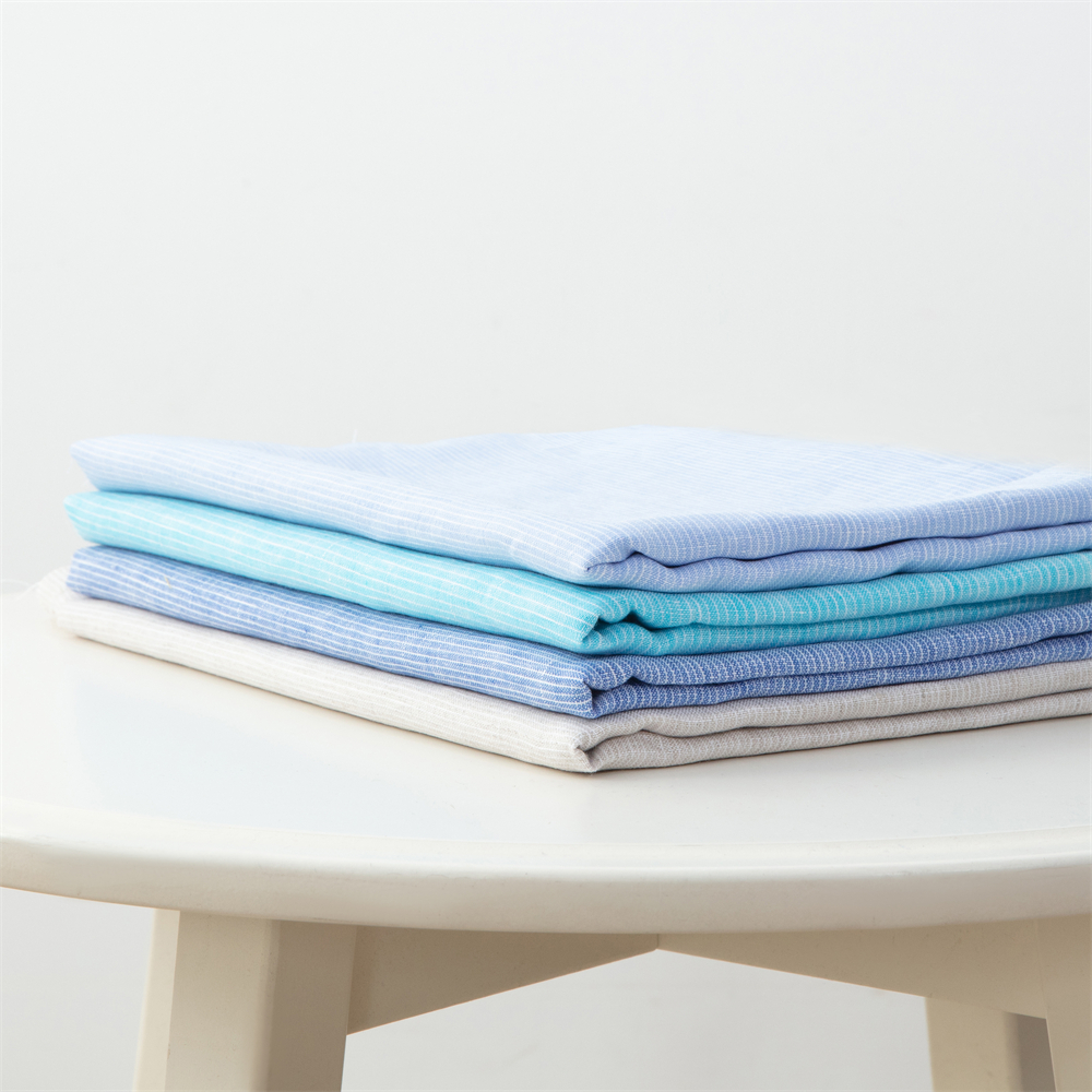 softer 100% linen fabric, 125 gsm, pure European flax, OEKO-Tex certified for garment, warm color , small stripes