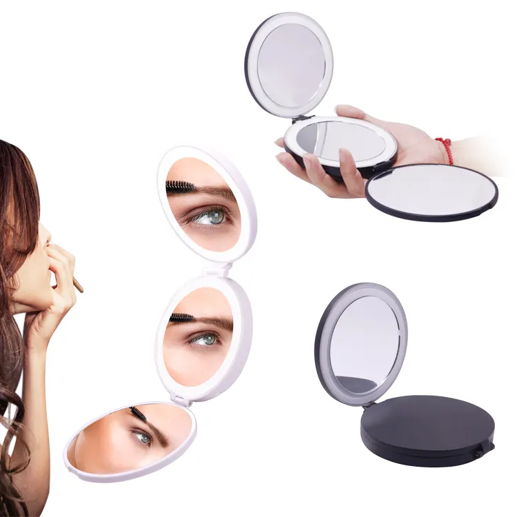 3 Way Magnifying Mirror X10 360 degree View Makeup pocket mirror with LED Light