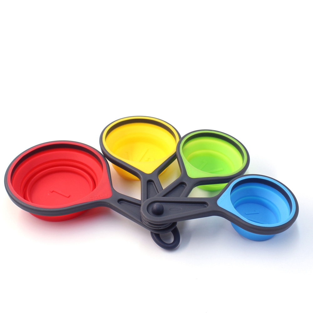 High quality 4 pcs collapsible measuring cups and spoons set plastic measuring spoon set measuring cup plastic