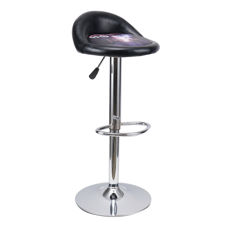 Modern Swivel High Quality Durable PU Leather High Bar Stool Chair With Chrome Base